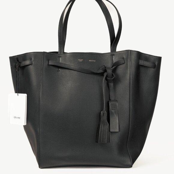 Celine Large Cabas Phantom Black Tassel Leather Tote Bag - Picture 1 of 12